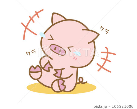 ケラケラとお腹を抱えて笑うぶたのイラスト素材 [105521006] - PIXTA