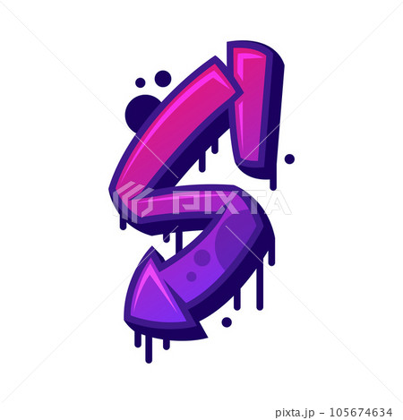 Graffiti Alphabet Purple Font and Uppercaseのイラスト素材