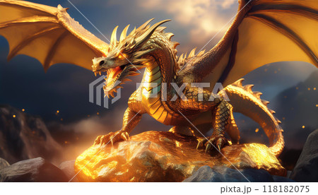 ゴールドドラゴンのイラスト素材 [118182075] - PIXTA