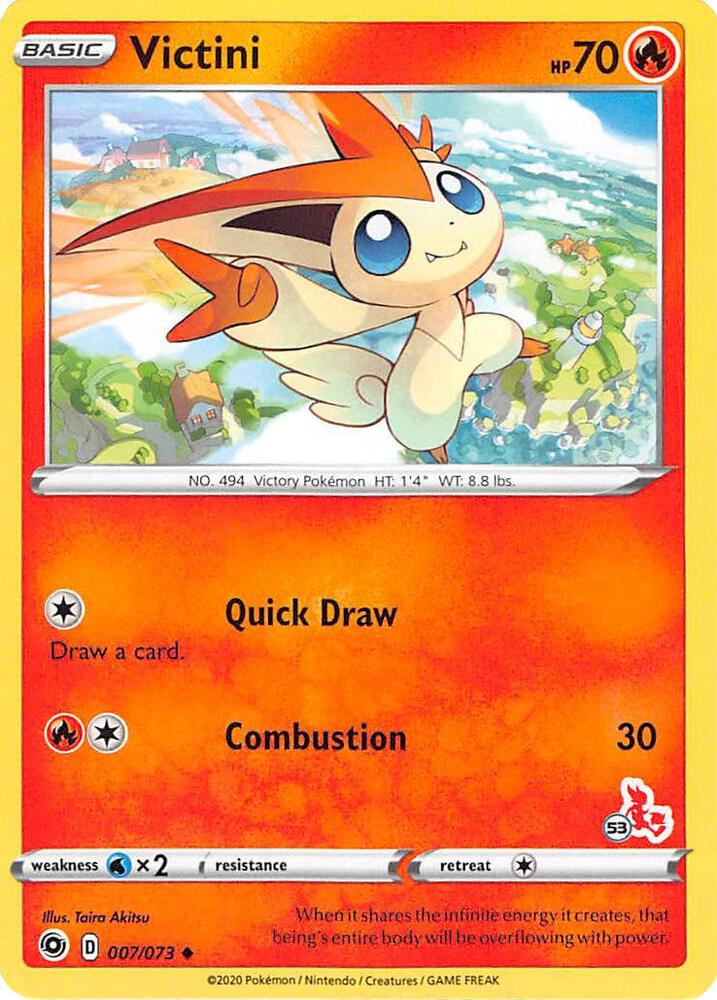 Victini - 007/073 (#53 Cinderace Stamped) - Battle Academy 2022