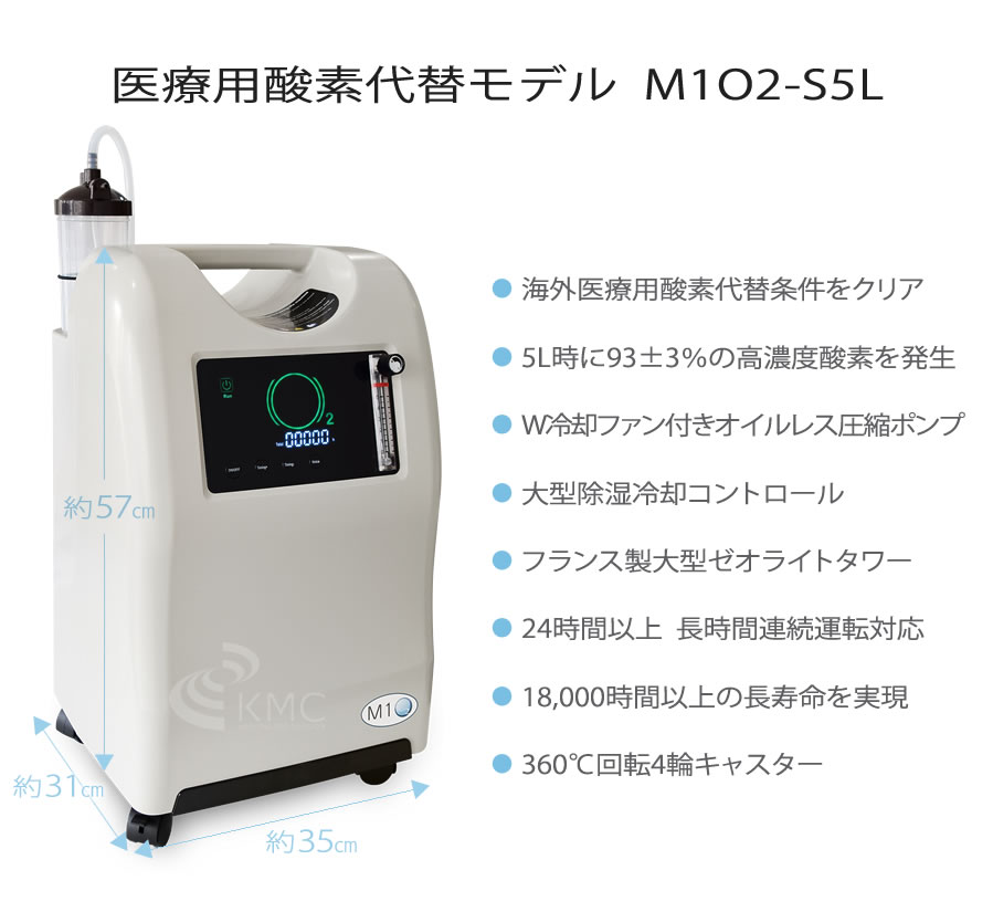 高濃度酸素発生器 M1O2-S5L（エムワンオーツーエス5エル）（海外・医療