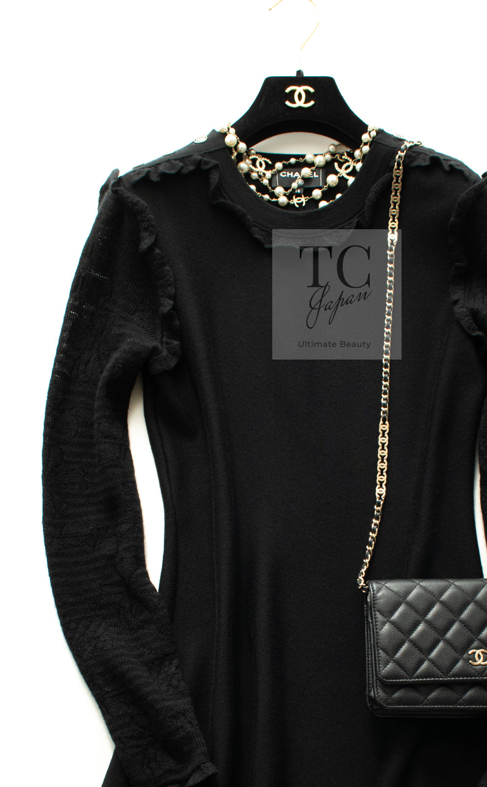 シャネル ワンピース CHANEL ブラック カシミヤ シルク ニット ロング