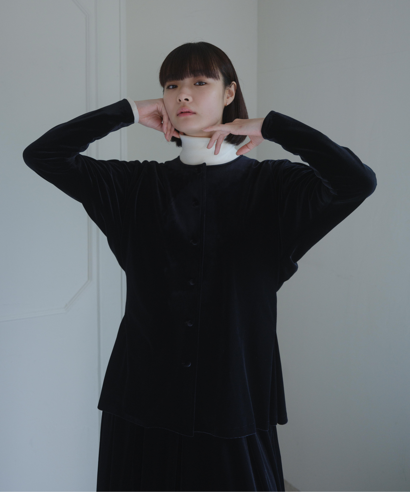 ≪通常販売≫【THE DRESS #25】velour button blouse（ベロアボタン