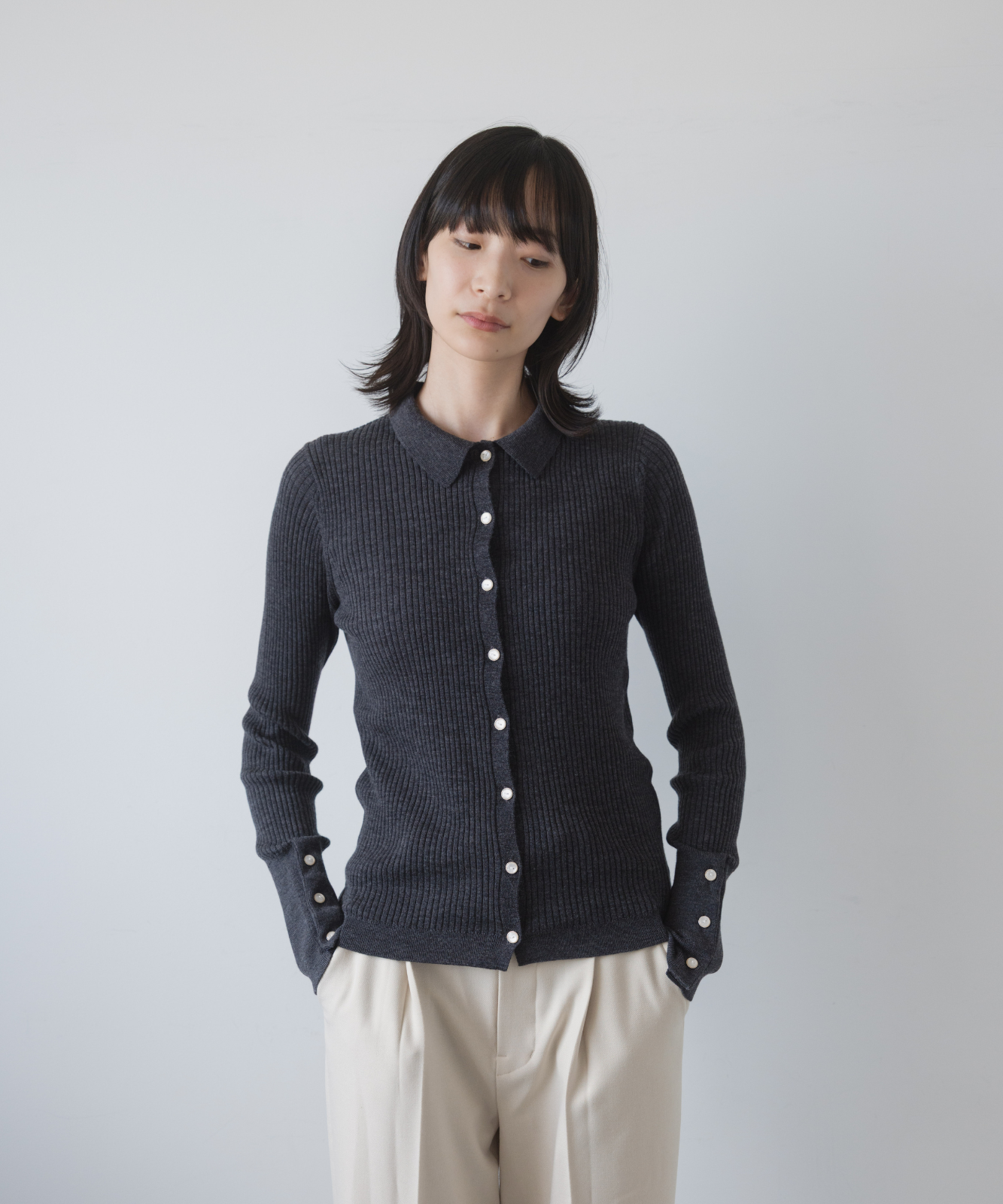 ≪通常販売≫knit polo cardigan（ニットポロカーディガン） – THE