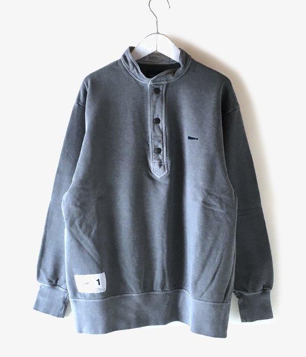DESCENDANT/VOIL HENLEY NECK SWEATSHIRT (BLUE)