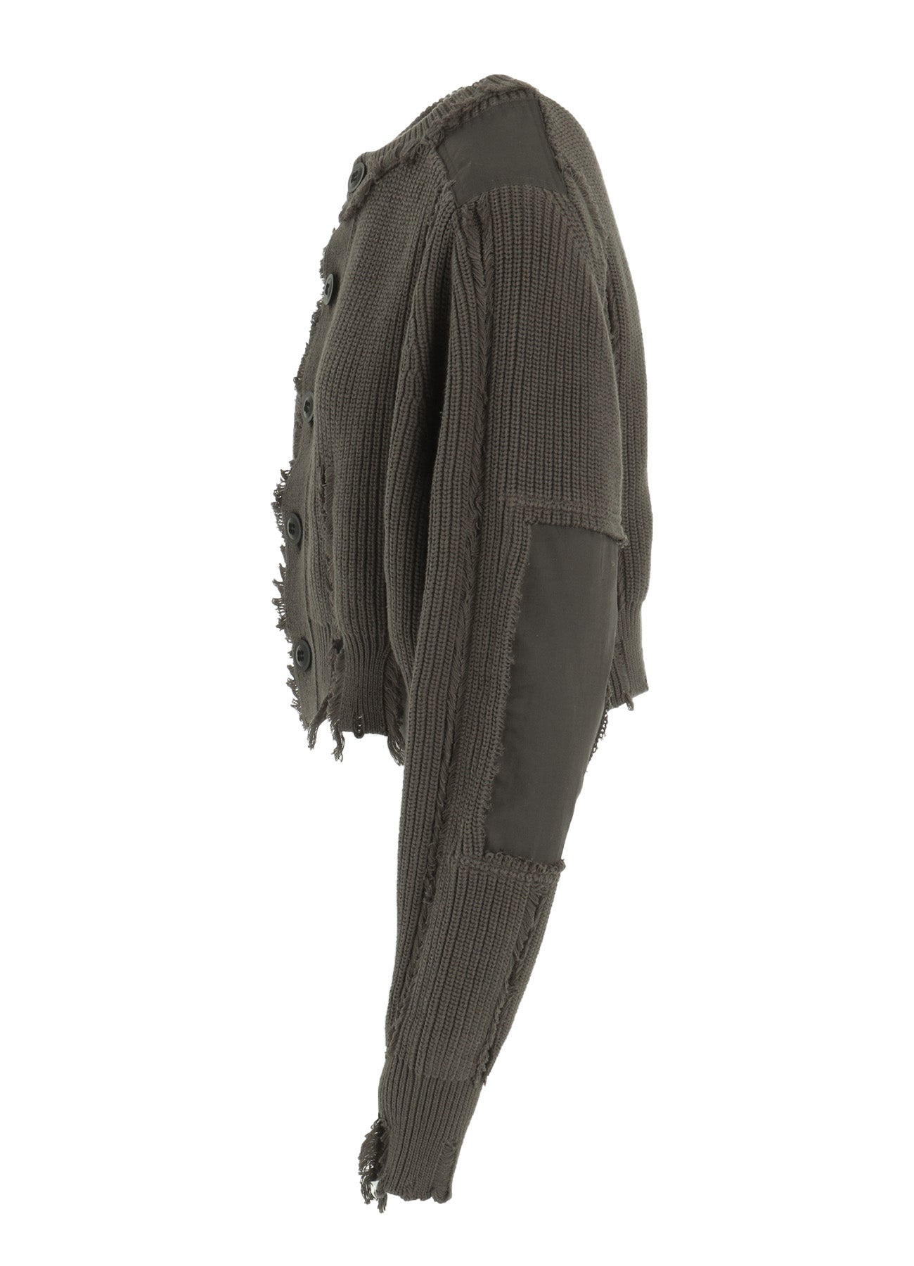 COTTON CREWNECK DISTRESSED KNIT CARDIGAN – THE SHOP YOHJI YAMAMOTO