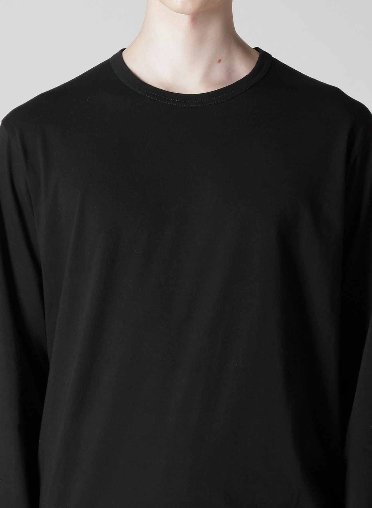 COTTON SINGLE JERSEY ROUND NECK LONG SLV T(FREE SIZE Black): Yohji