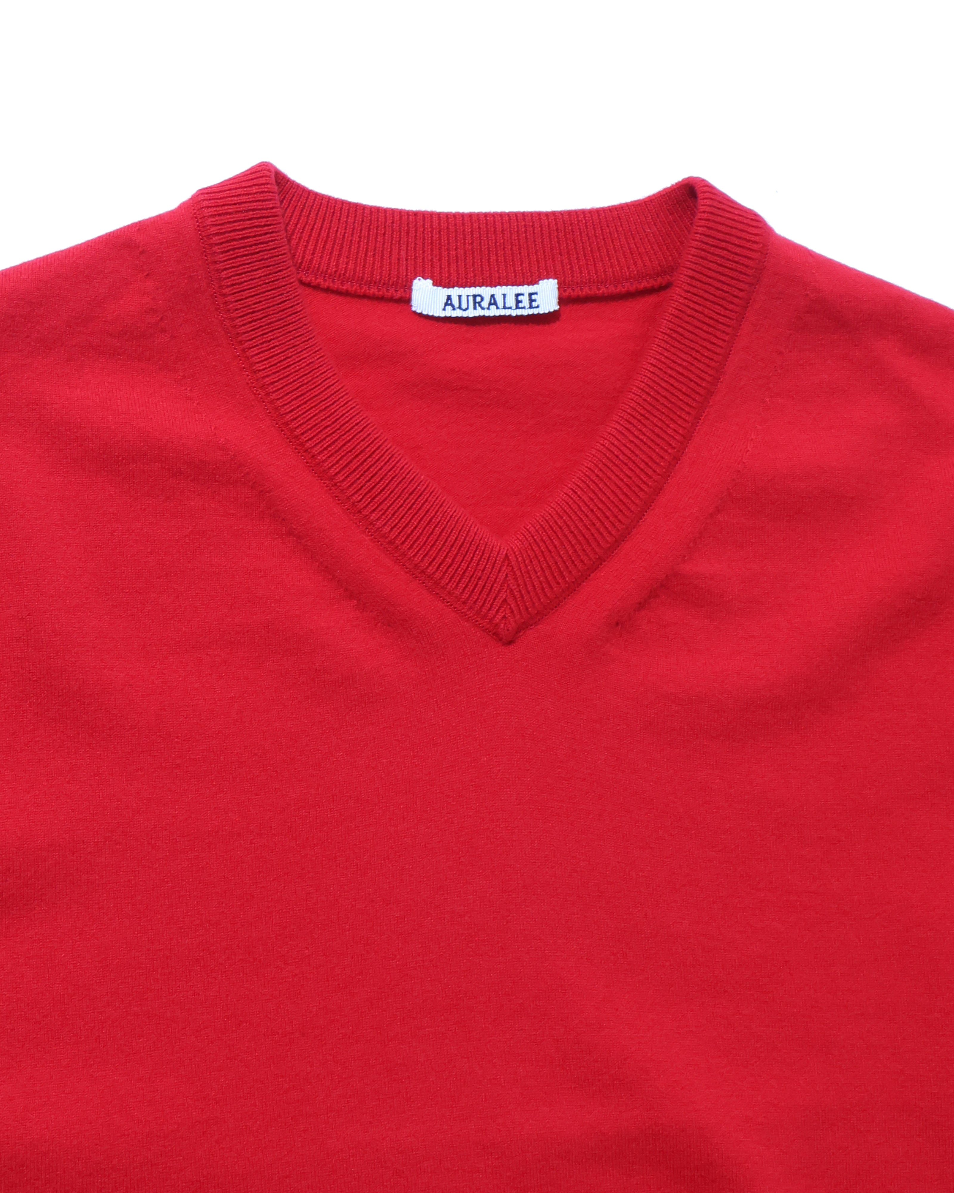 HIGH TWIST WOOL KNIT V-NECK P/O RED – TIME AFTER TIME