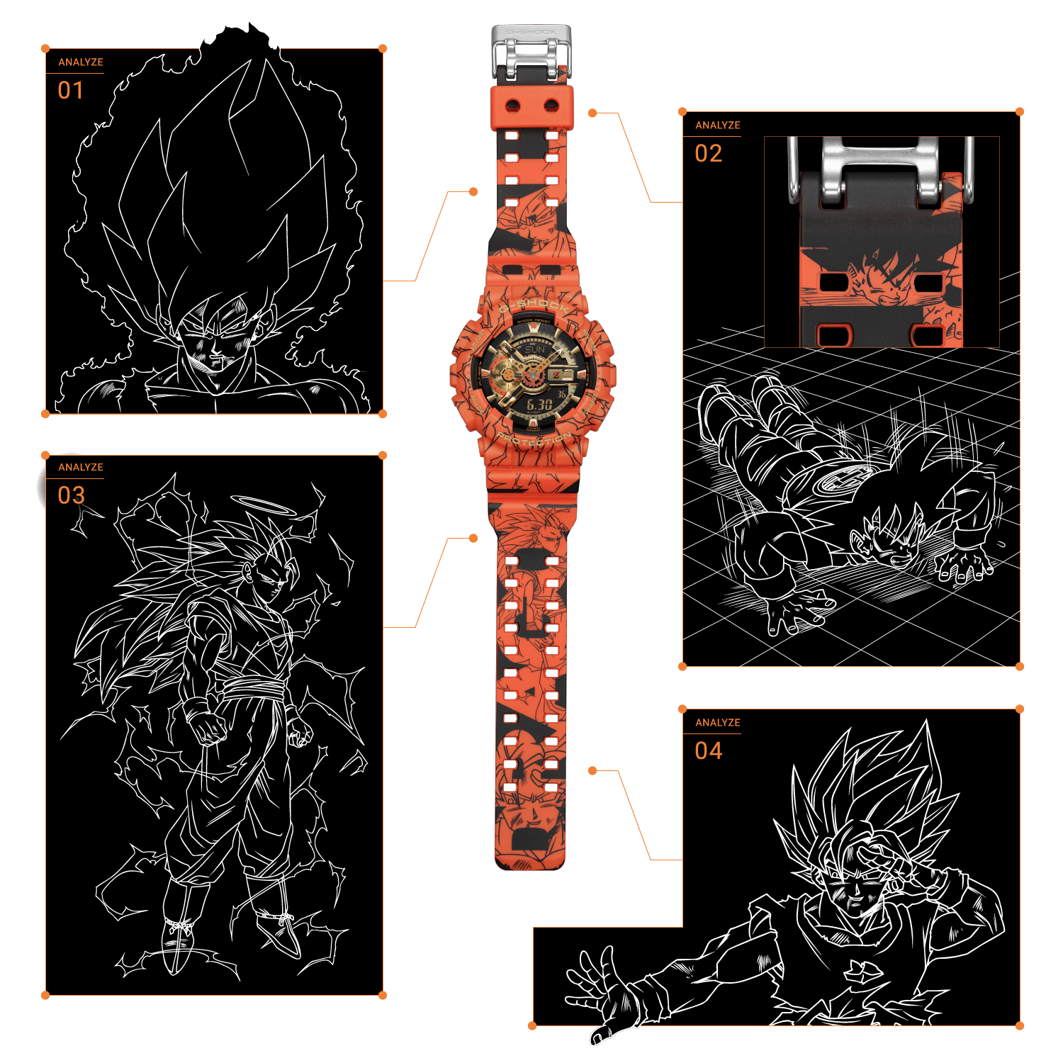 The G-Shock x Dragon Ball Z Limited Edition GA110JDB-1A4 has the