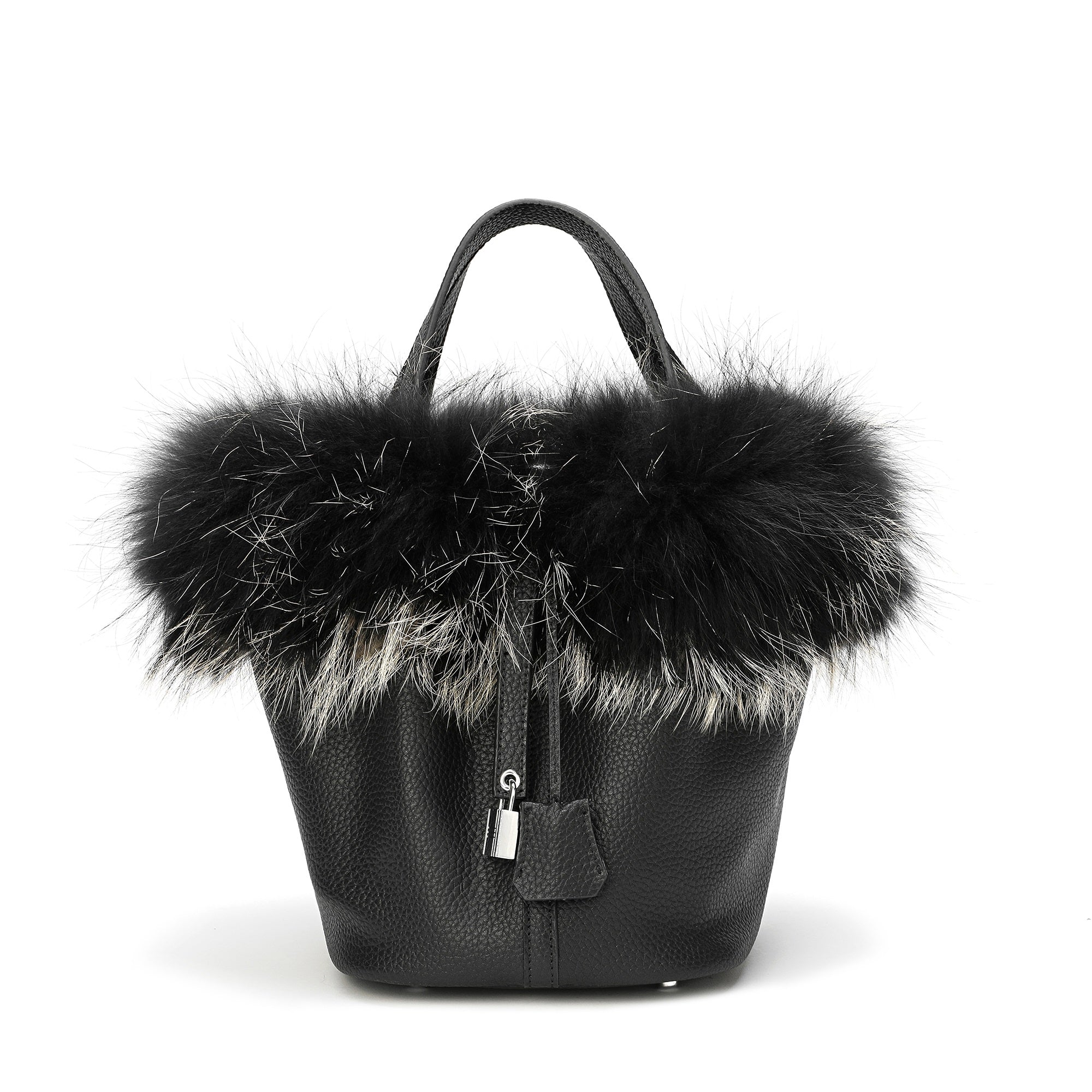 Tiffany & Fred Full-Grain Pebble Leather & Genuine Fox Fur