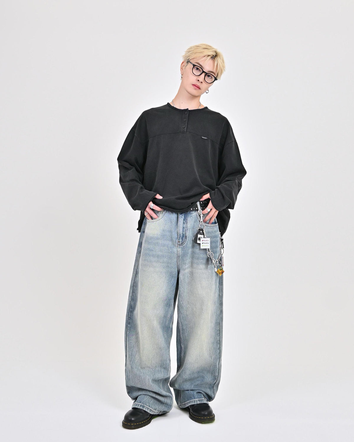 10日以内お届け】ウォッシュドクラックバギーデニム L2085