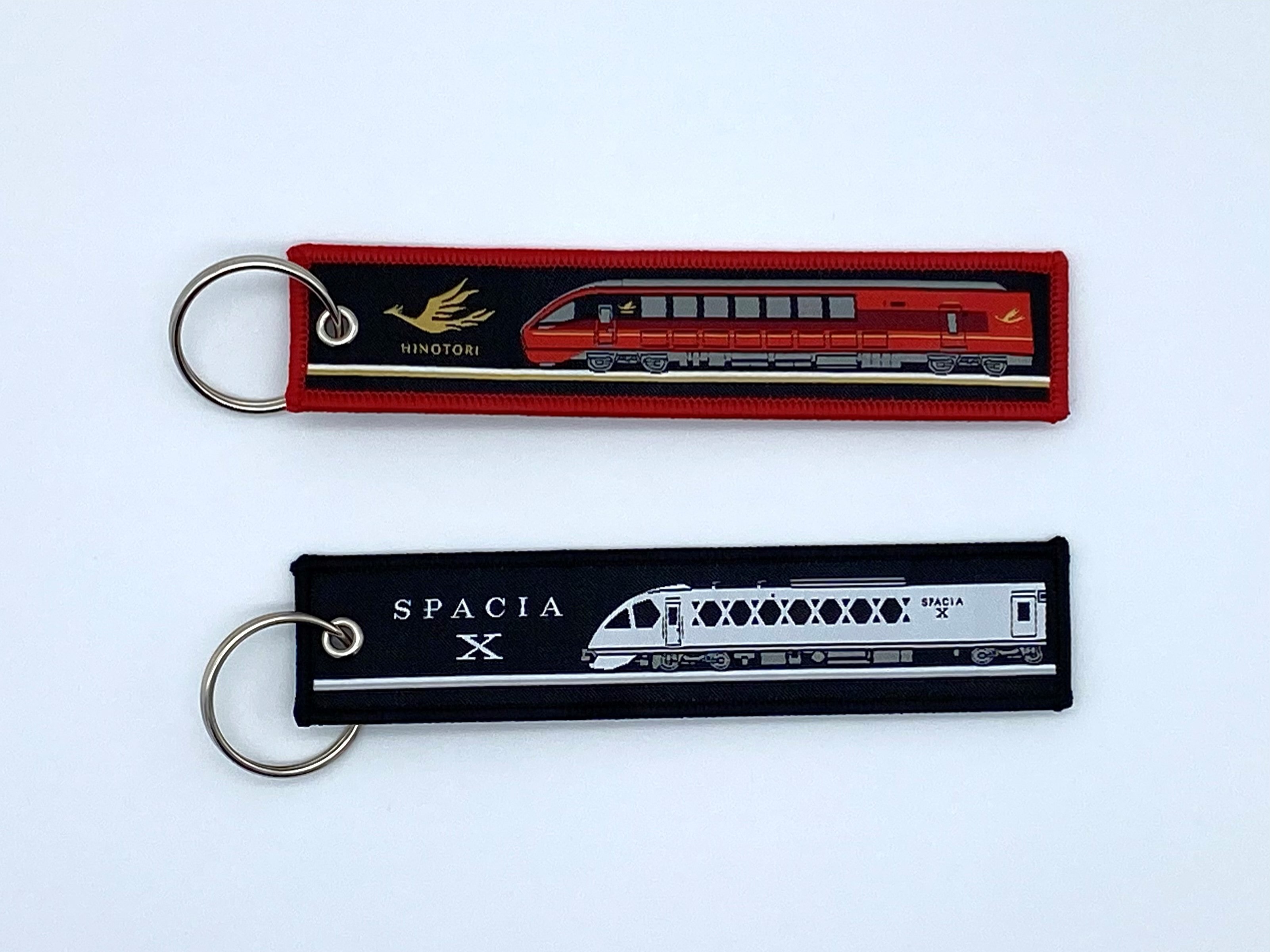 送料別】「ひのとり」と「スペーシアX」フライトタグ型キーホルダー