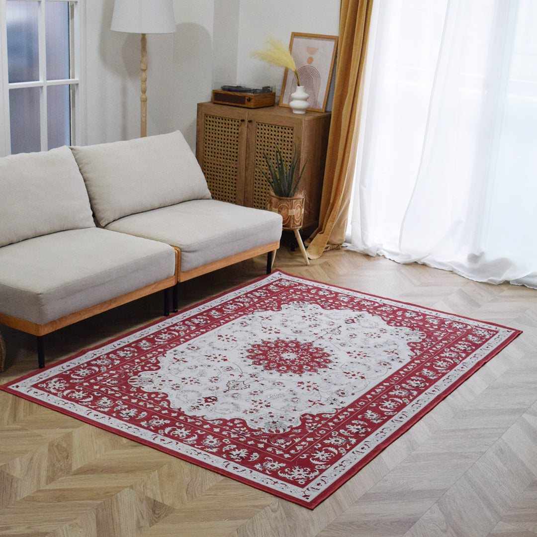 ヴィンテージ風ラグ TOCORU Series ペルシャ フランネル カット レッド