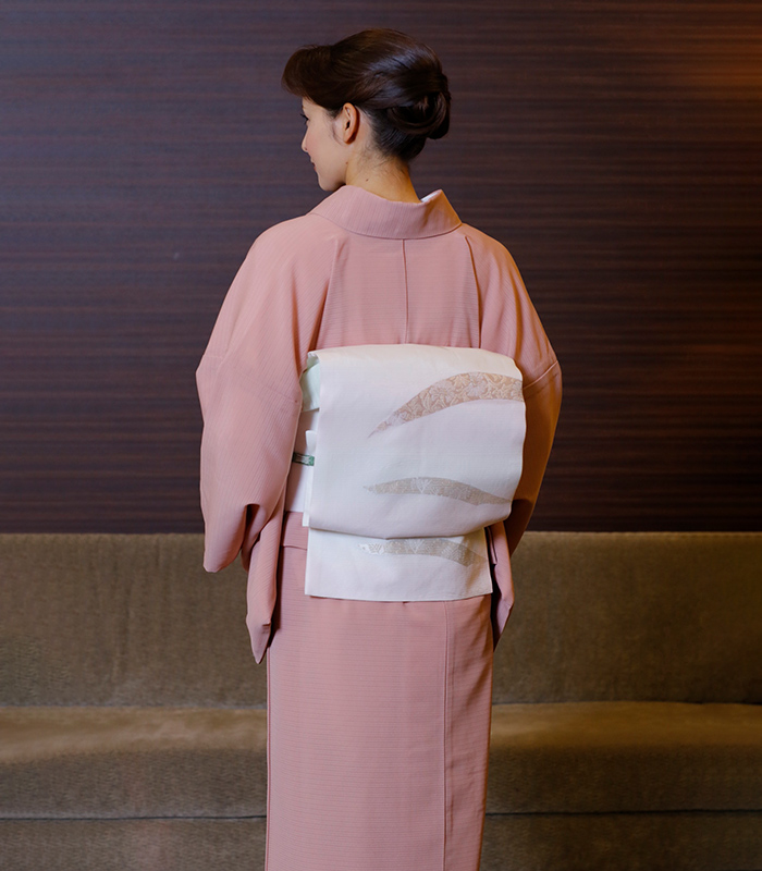 お仕立付き・単衣】東レシルック 絽ちりめん色無地（ピンク系）（お