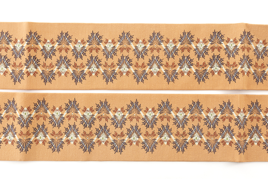 人間国宝 鈴田滋人作 木版摺更紗 染九寸名古屋帯 | 特選きものコレクション