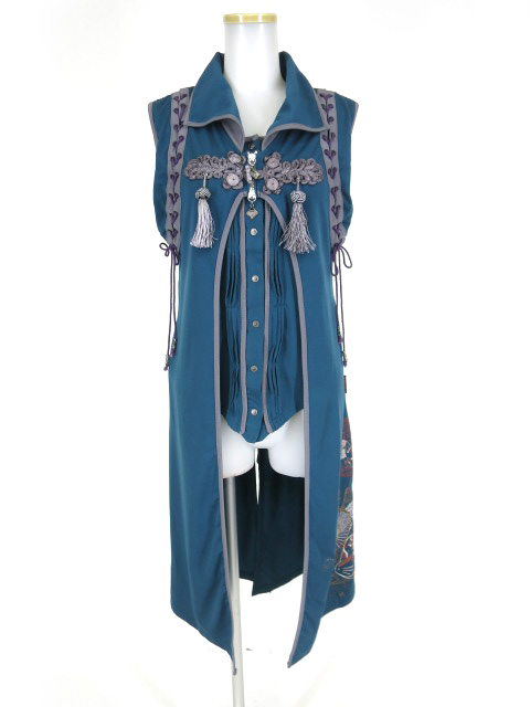 OZZ ONESTE チャイナボタン付きレイヤードロングベスト オッズオン