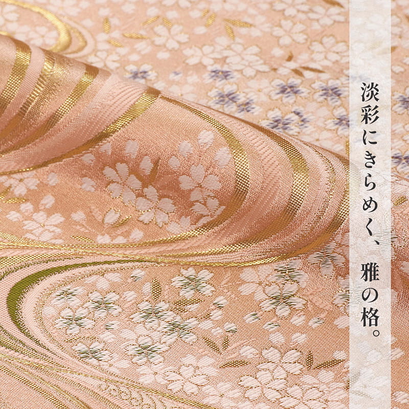 金襴生地販売 流水柄に桜 和柄生地販売なら都香庵