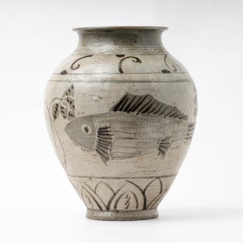 中国 青花 花卉魚藻文瓶 壷 C R5596C