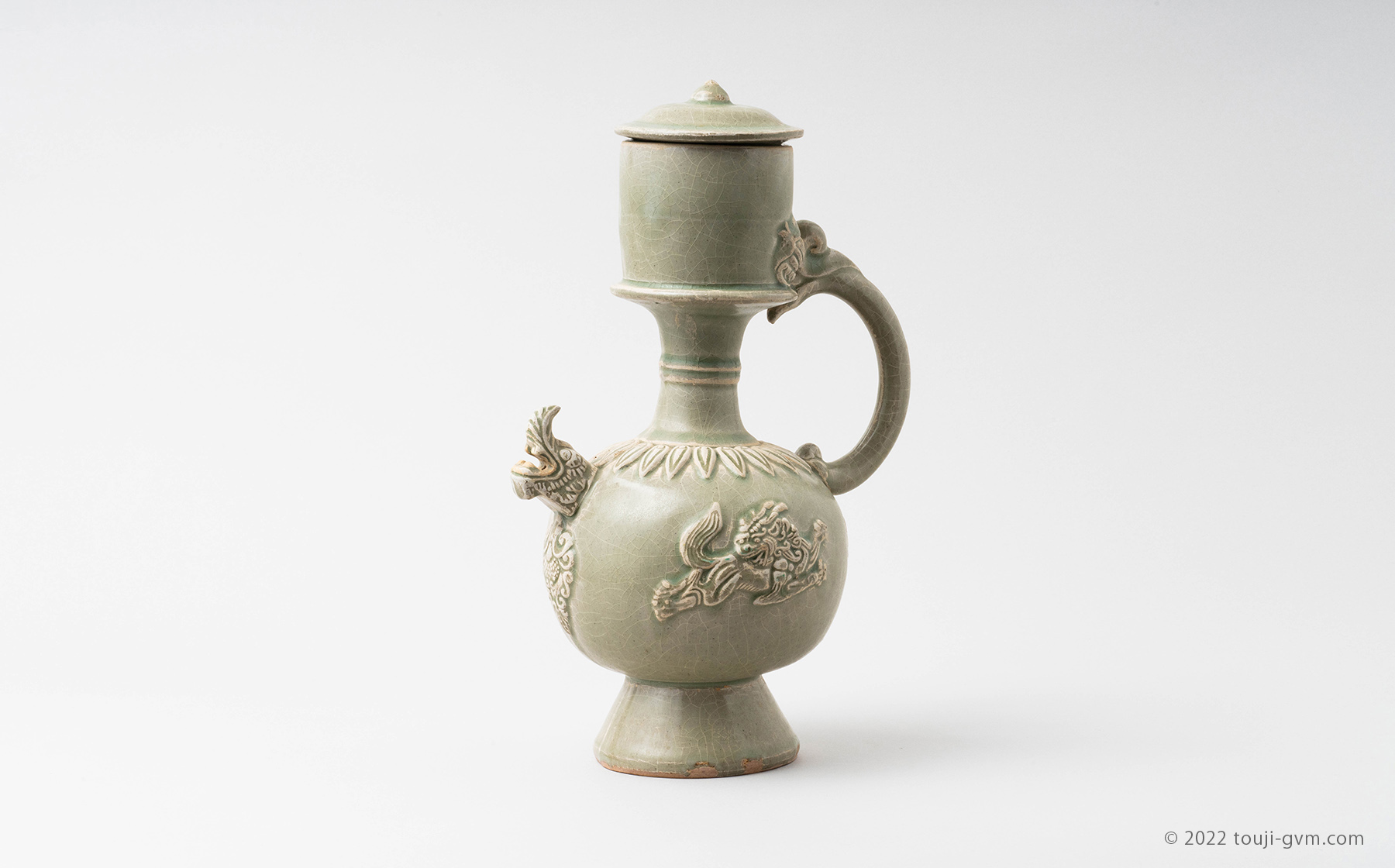 越州窯 青磁有蓋龍口水注 – Yue Celadon Pitcher | 陶磁オンライン