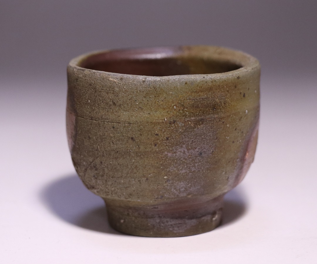 68】☆人間国宝・藤原雄先生 藤原啓先生・長男 備前焼酒杯 ぐい呑 共箱