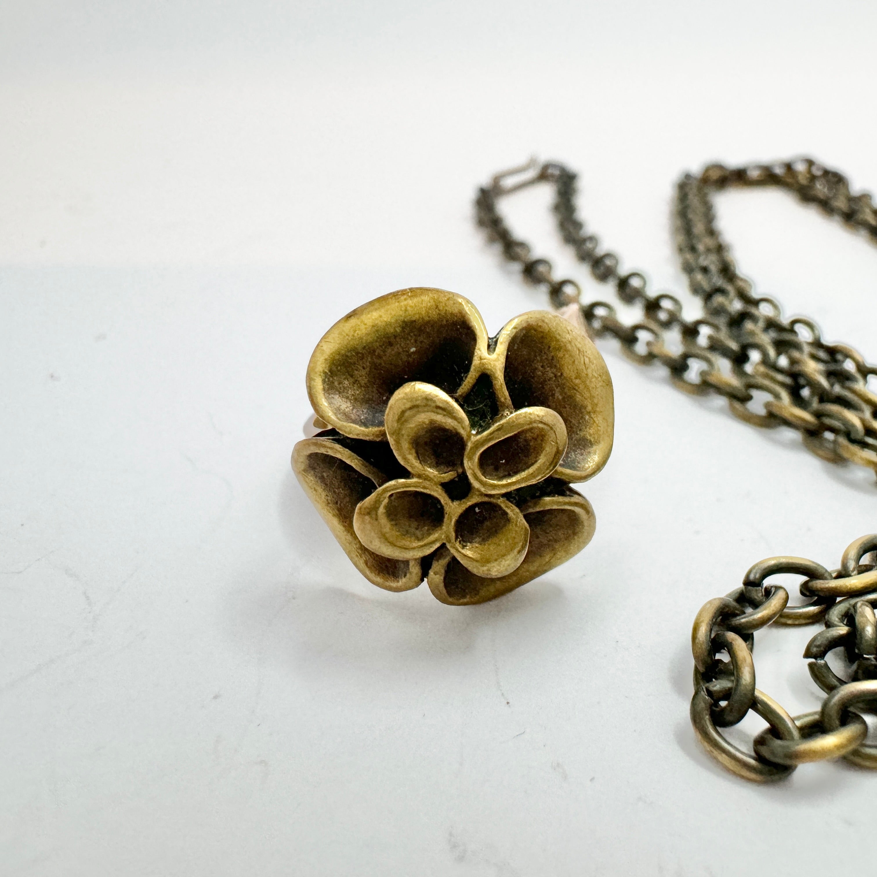 Hannu Ikonen, Finland 1970s Vintage Reindeer Moss Bronze Ring and