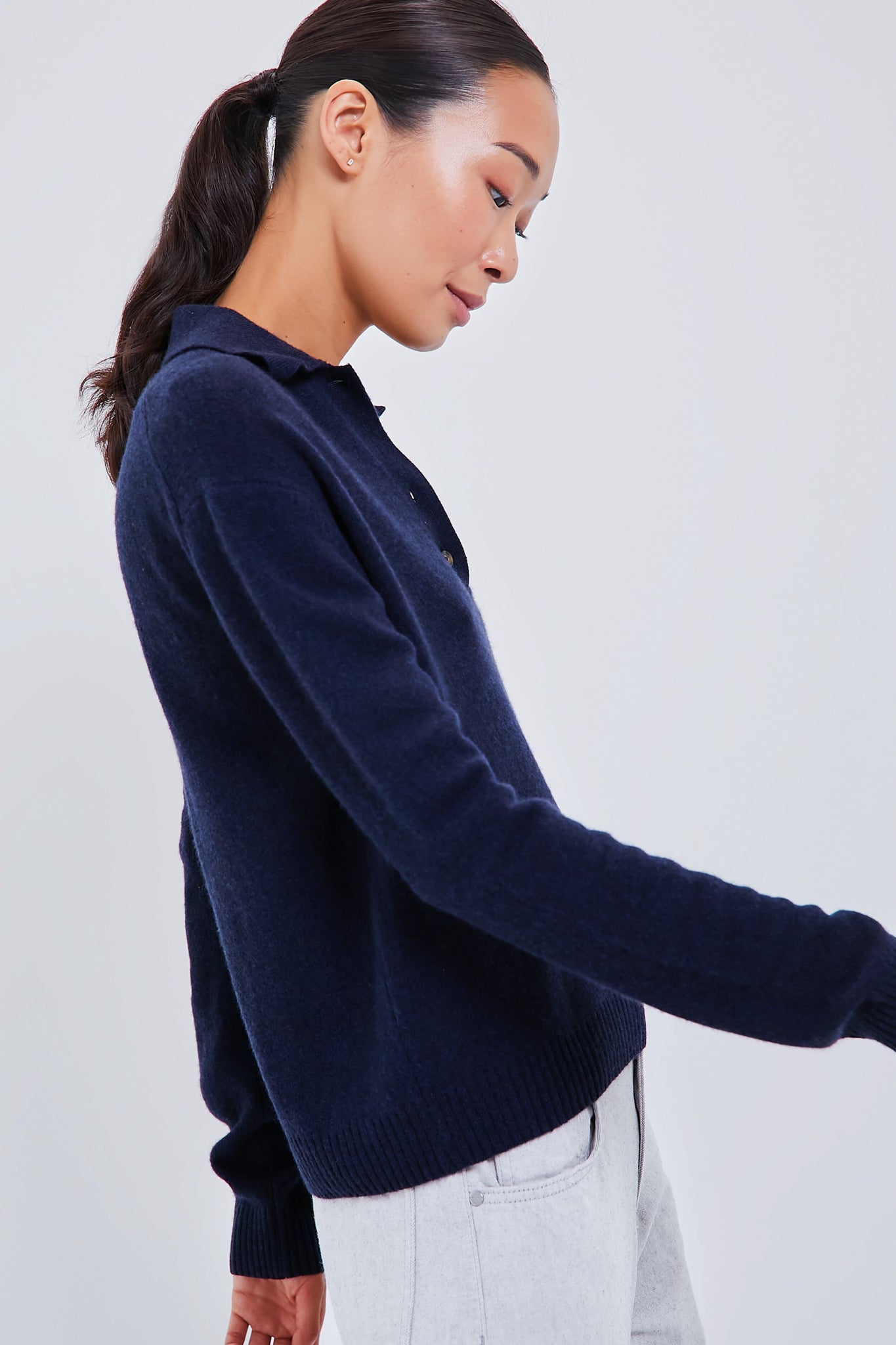 Navy Cashmere Cassidy Polo Sweater | Tuckernuck
