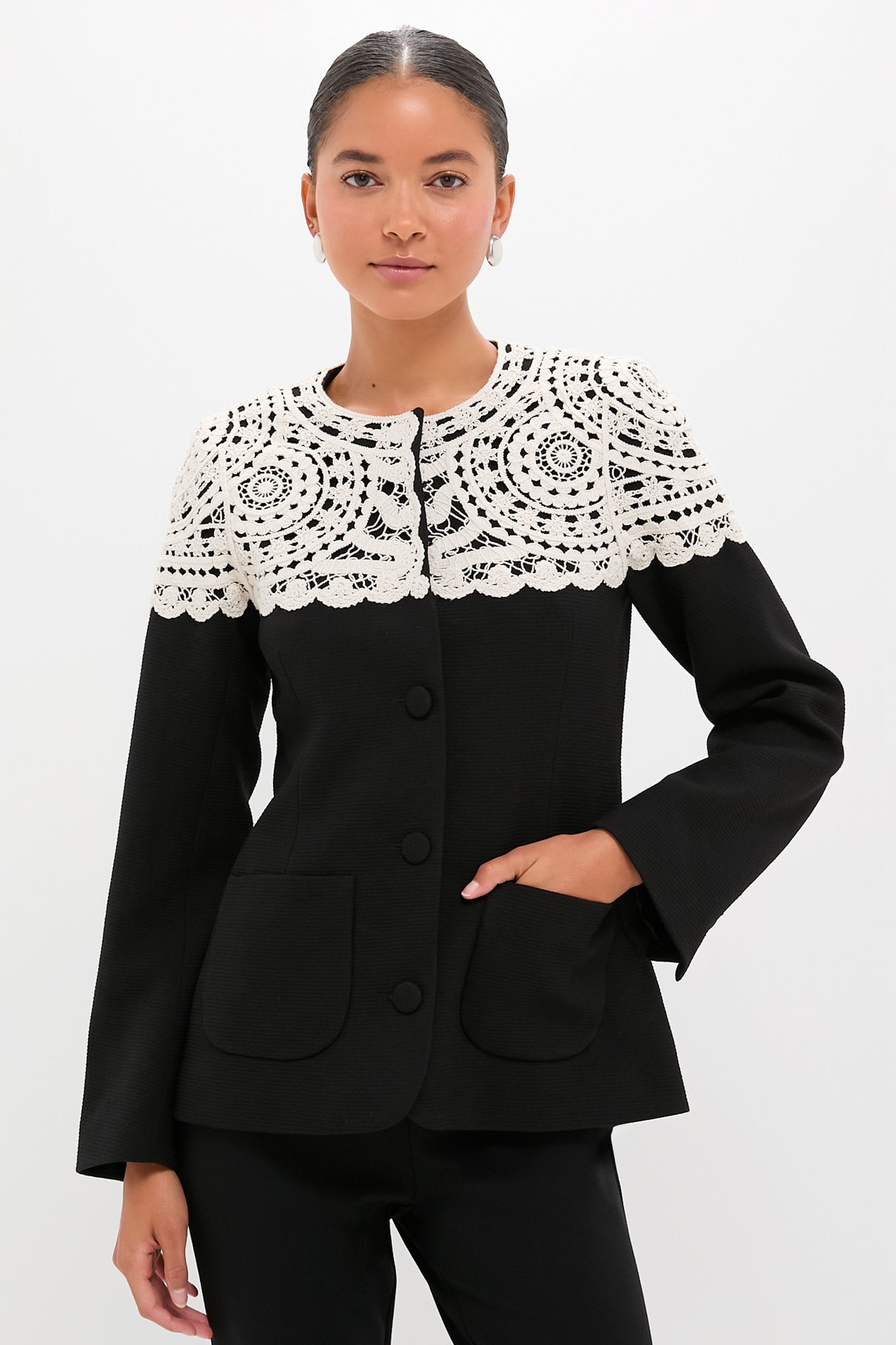 Black Nara Crochet Jacket | Sea New York