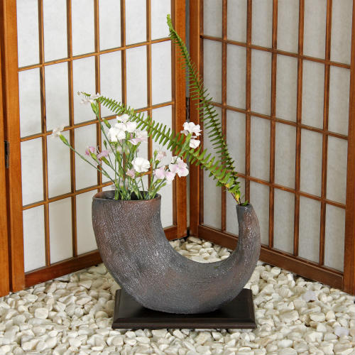 楽天市場】信楽焼 花器 灰釉 櫛目 バロン 生花 池坊 小原流 自由花