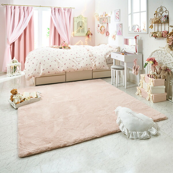 楽天市場】ふわふわラビットタッチピンクラグ（180×180）｜姫系