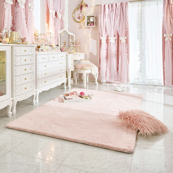 楽天市場】ふわふわラビットタッチピンクラグ（180×180）｜姫系