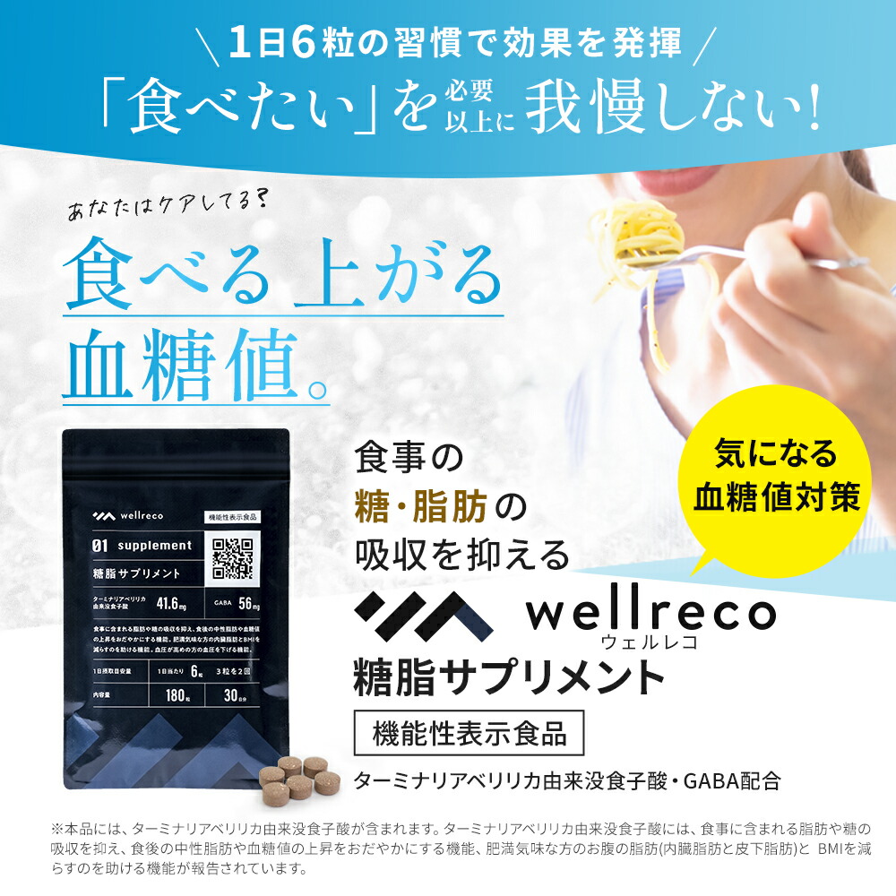 新品未使用】wellreco 糖脂サプリメント2袋 糖脂分析キット付き 楽天