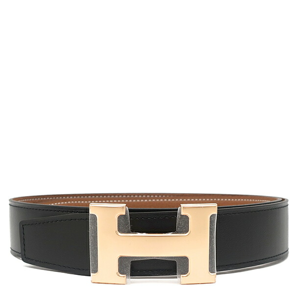 楽天市場】hermesエルメス コンスタンス hベルト ブラック×ゴールド 70