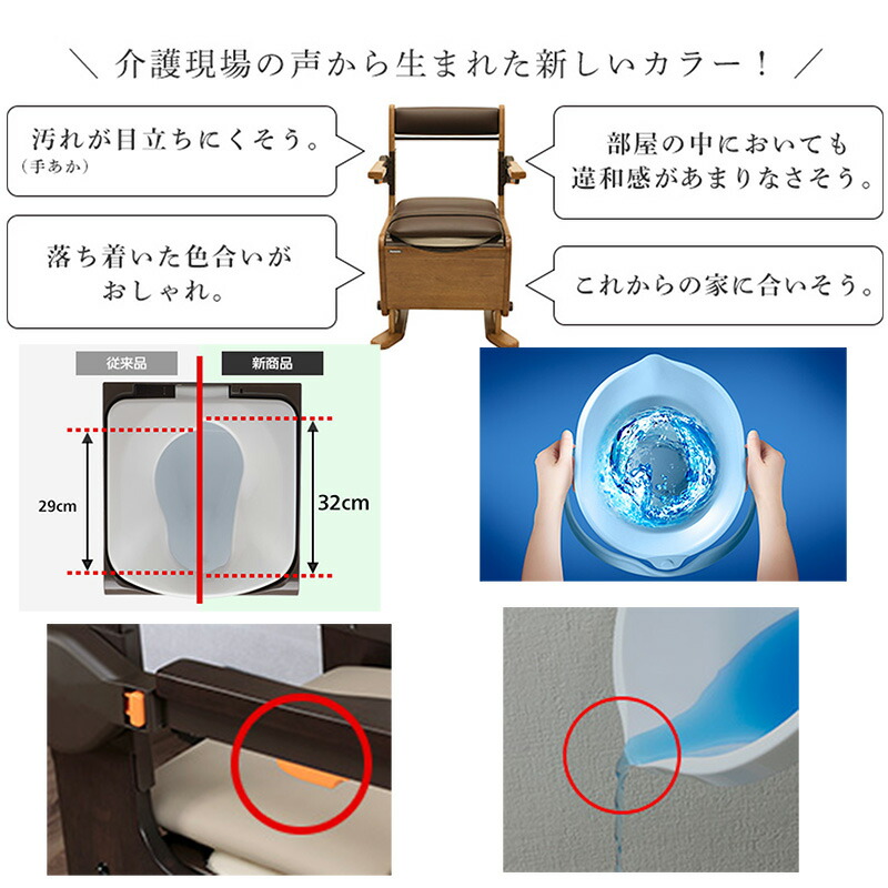 楽天市場】ポータブルトイレ 家具調トイレ 跳ね上げ 高さ調節可 簡単