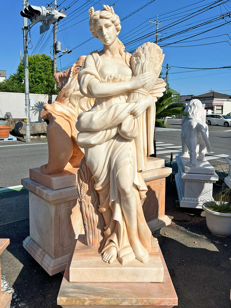 楽天市場】天然大理石彫刻 豊作のヴィーナス (秋) ピンク 乙女 H 212cm