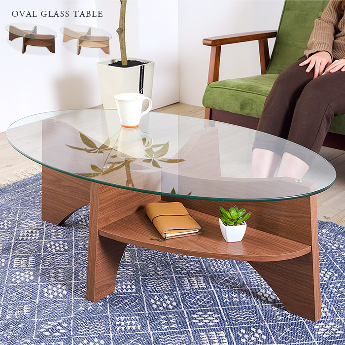 楽天市場】[レビュー特典]楕円形 ガラステーブル ローテーブル 幅105cm