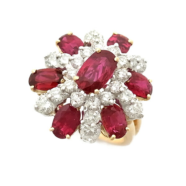 おおちゃん【超豪華】K18WG ダイヤ＋ルビー バイオリン ブローチ おお