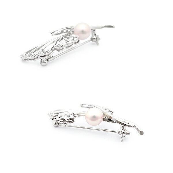 楽天市場】【緑屋質屋】ミキモト パール・ダイヤ ブローチ 7.1mm Pt950