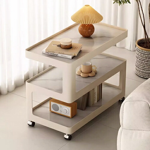 楽天市場】サイドテーブル キャスター付き ネストテーブル 大理石柄