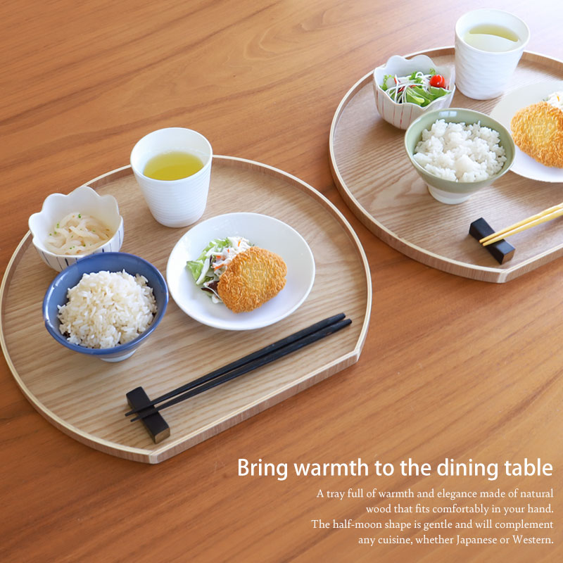 楽天市場】半月盆 お盆 トレー 36cm 木製 尺2寸 おぼん 白木 木目調