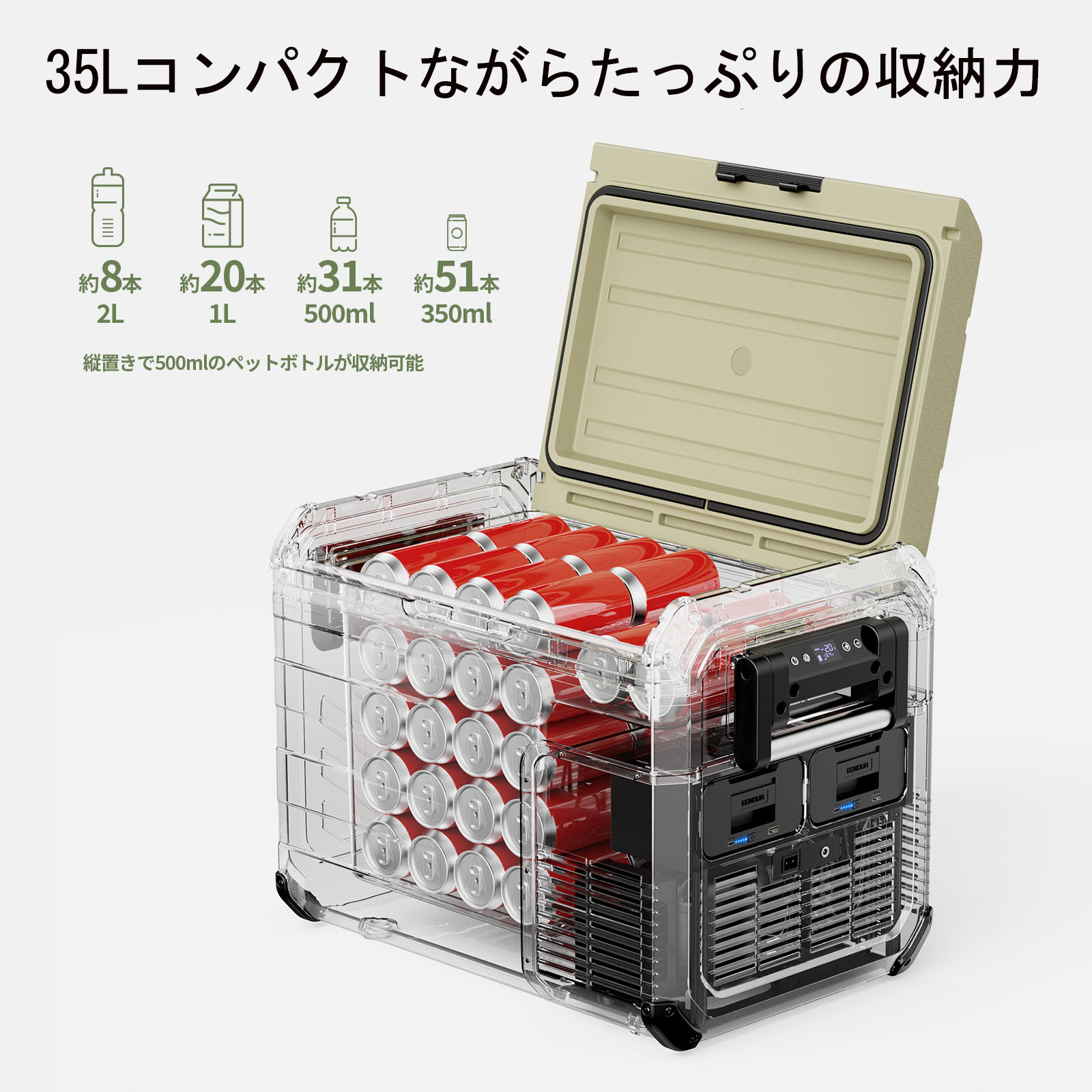 楽天市場】【本体+バッテリー】EENOUR 35L /45Lポータブル冷蔵庫