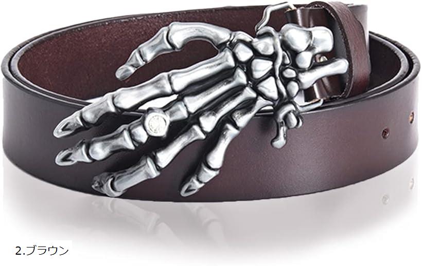 楽天市場】でかスカルハンド バックル レザー ベルト メンズ ドクロ