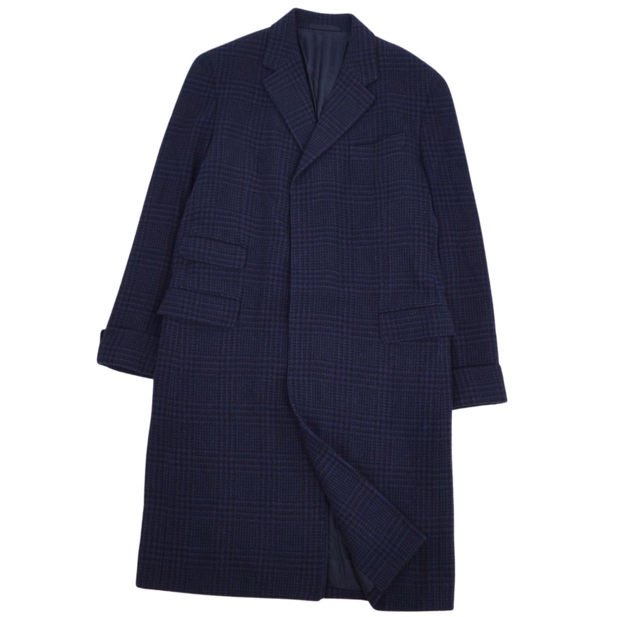 美品 カルーゾ CARUSO ネイビー ウール ダブルブレスト ピーコート 48