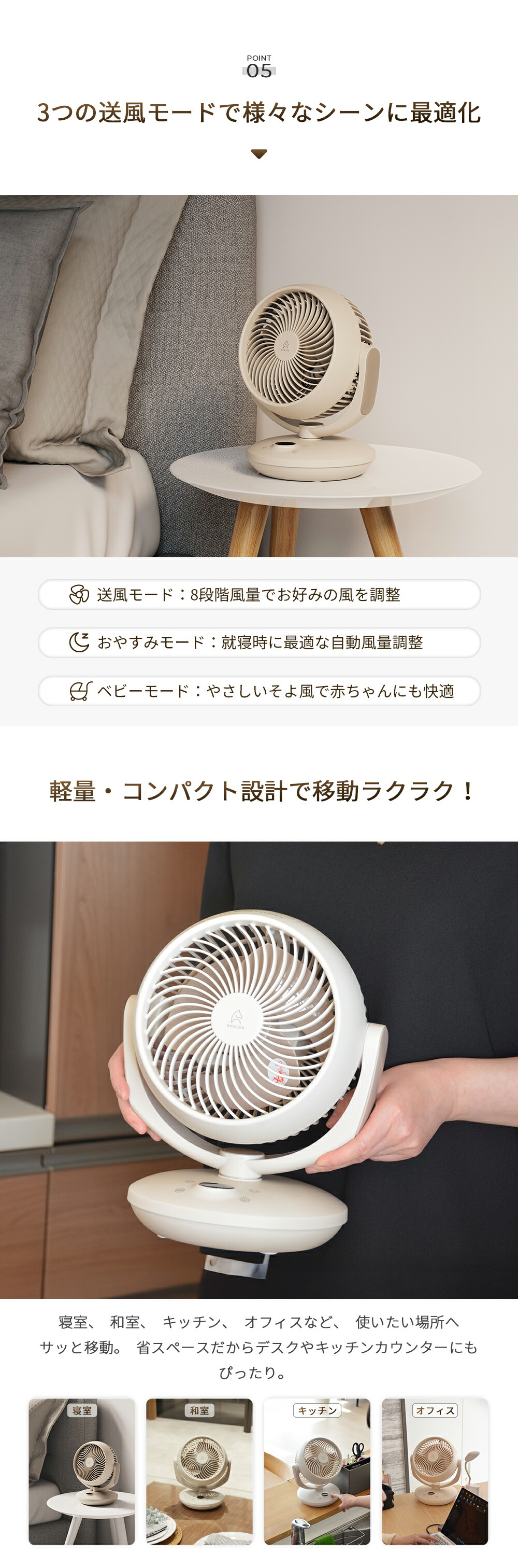 楽天市場】エペイオス(Epeios) サーキュレーター DCモーター 扇風機