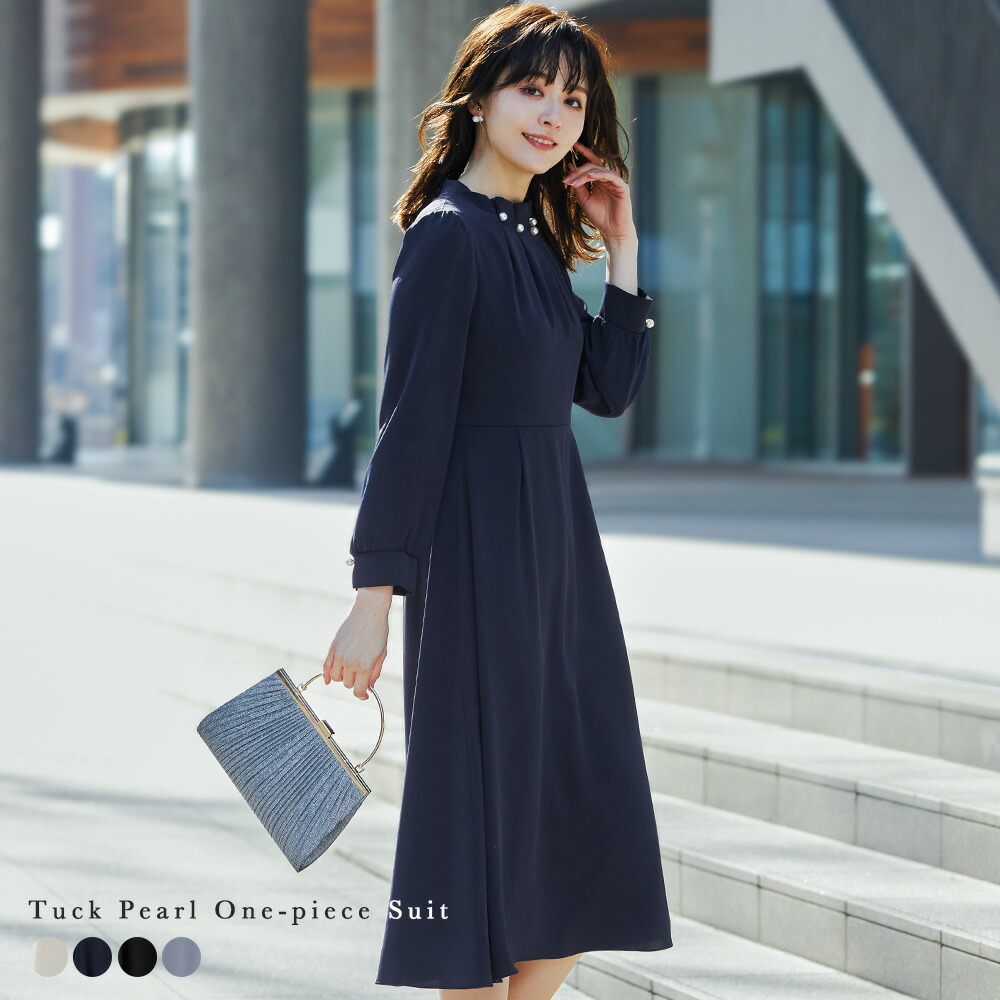 楽天市場】セレモニースーツ ワンピース レディース パール タック