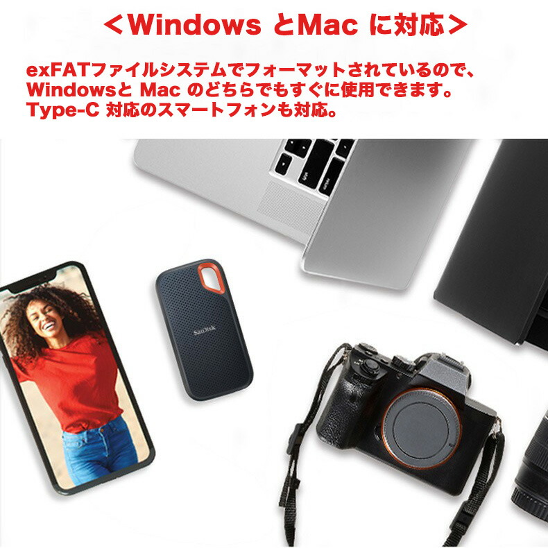 楽天市場】SanDisk SSD 外付け 1TB USB3.2Gen2 読出最大1050MB/秒 防滴