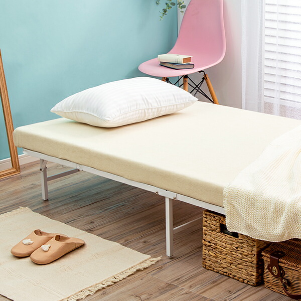 楽天市場】収納式折りたたみパイプベッド シングル 折りたたみベッド