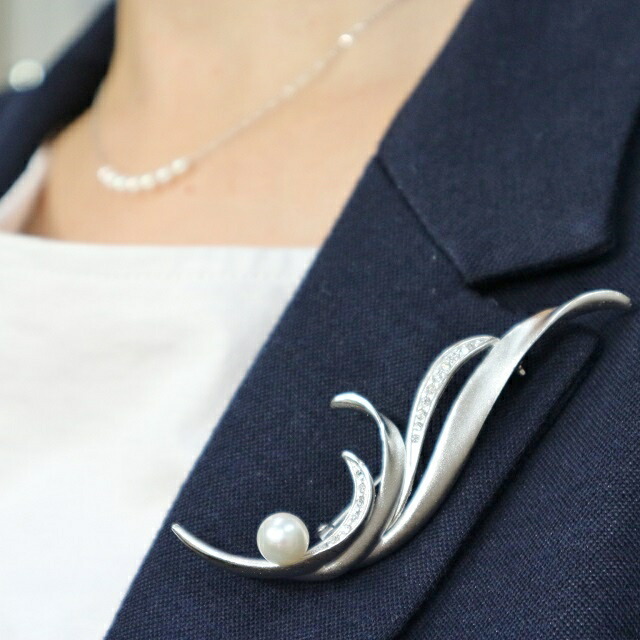 楽天市場】日本産本真珠使用 アコヤ真珠ブローチ（7.5mm珠）【本真珠