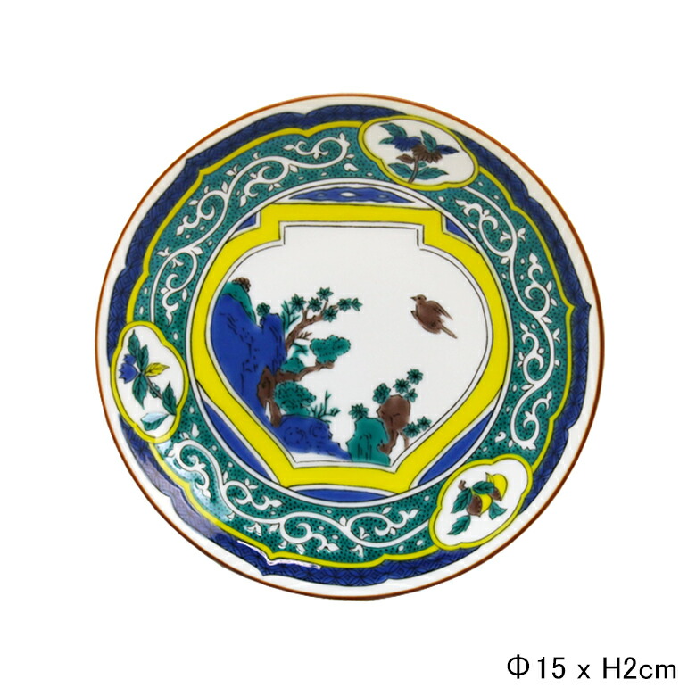 明治期 九谷焼 青手花生 アンティーク 共箱0806 明治期 九谷焼 青手