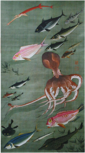 楽天市場】日本画・日本画家・『諸魚図』伊藤若冲シルクスクリーン