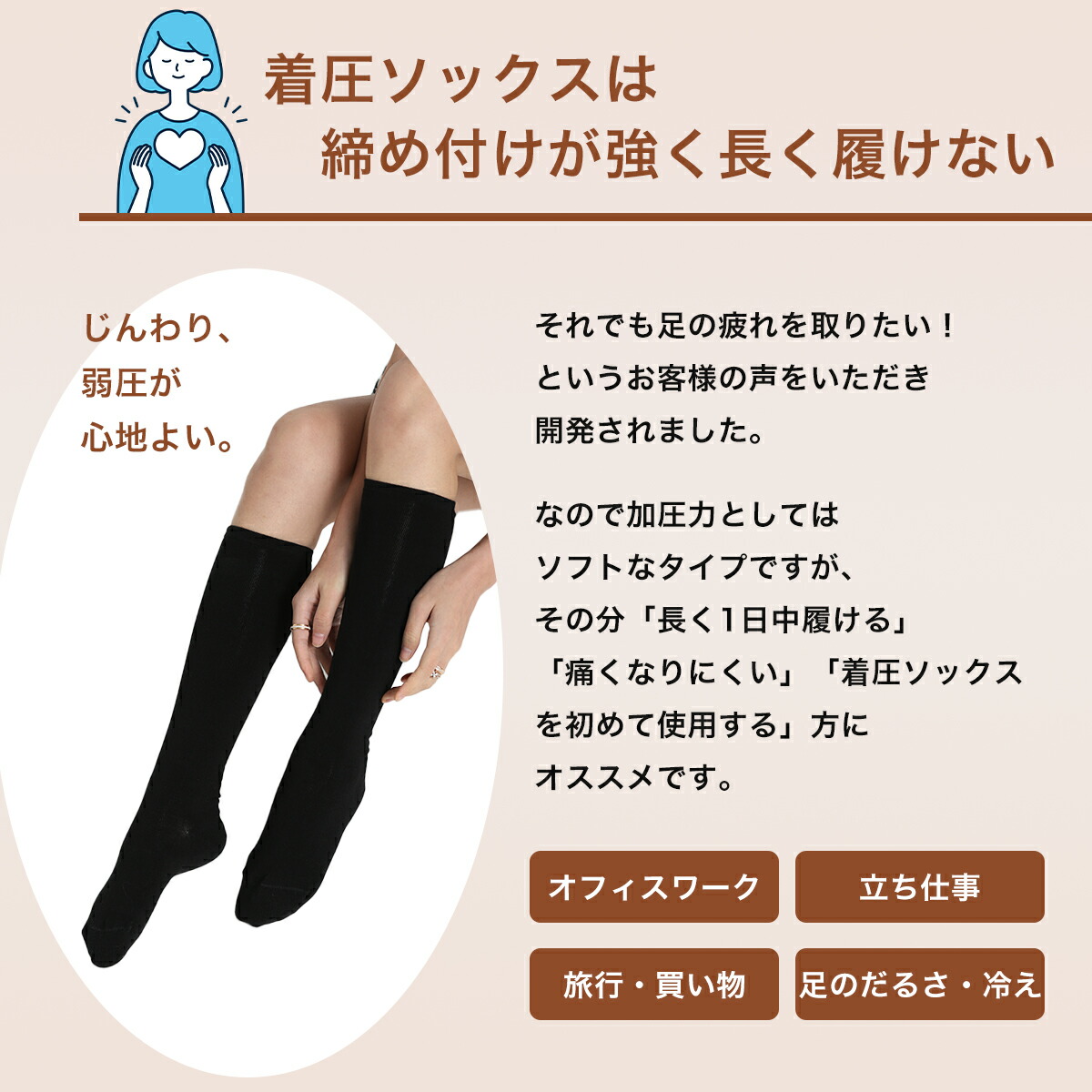 楽天市場】日本製 着圧ソックス 弱圧 レディース 23-25cm 昼夜兼用